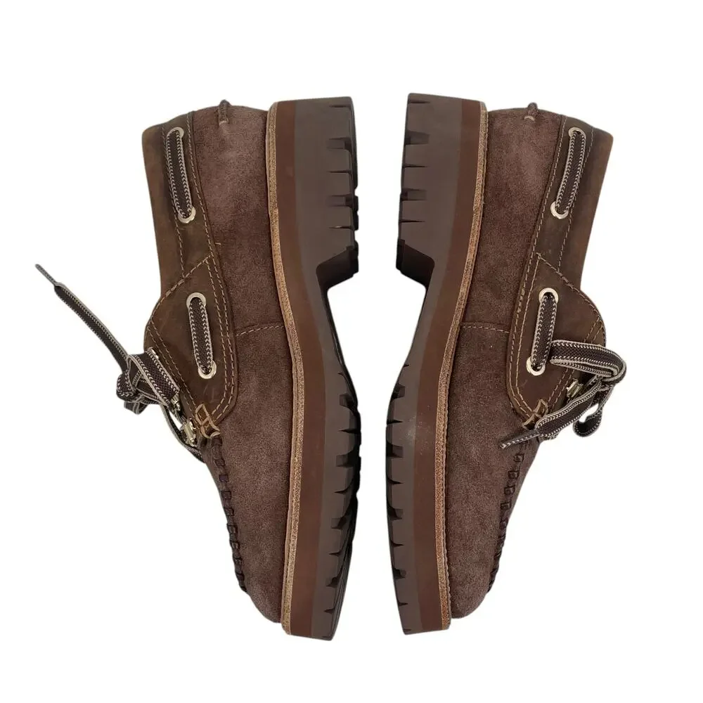 Rag & Bone Cameron Lug Sole Boat Shoes Mocha Brown Suede Size 39